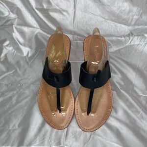 CHARLES DAVID Brand New BLACK LEATHER THONG SANDALS SIZE 8.5